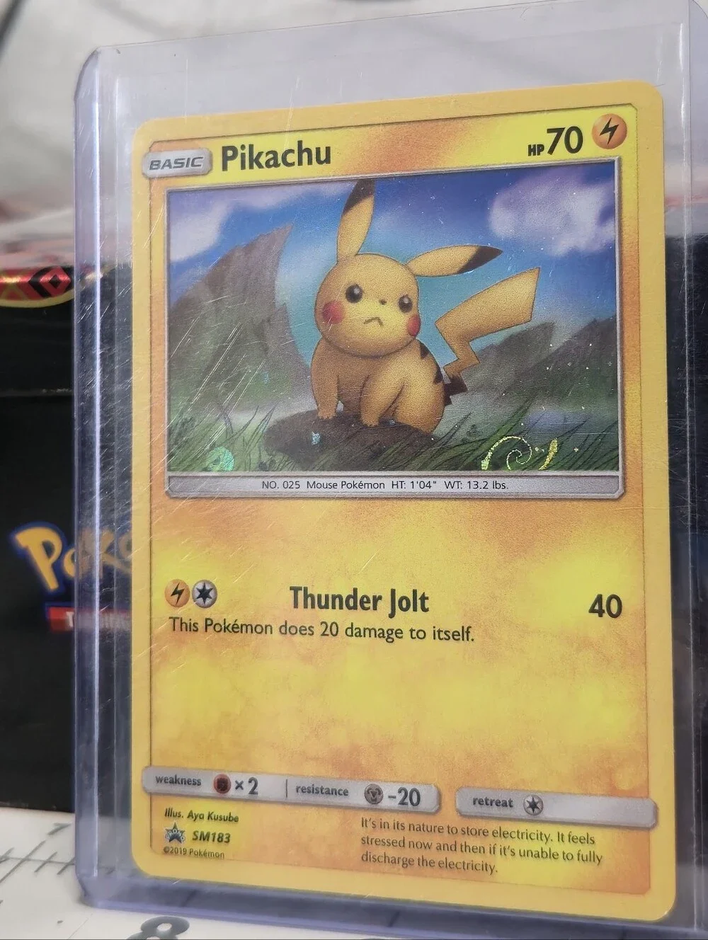 Pikachu Black Star Promo (SM183) With Holo Swirl